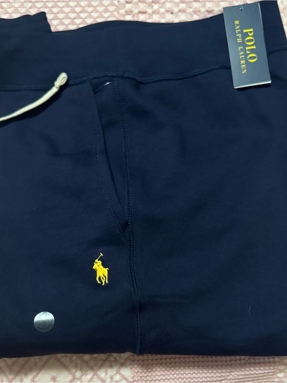 Men’s Ralph Lauren Navy Blue with Yellow Polo Sweatpants Size L - NWT - Picture 6 of 6